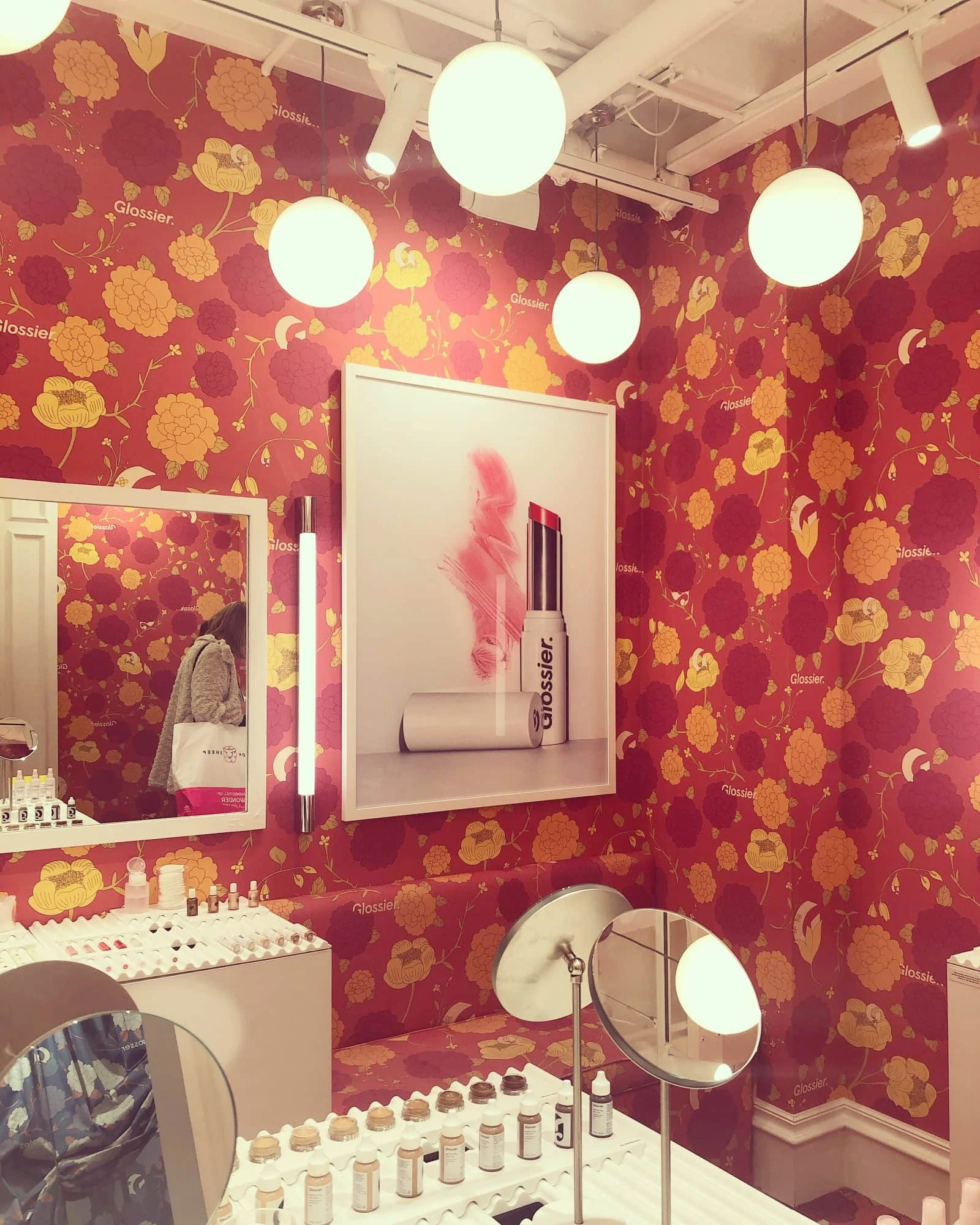 Glossier lipstick, makeup and beauty pop-up store