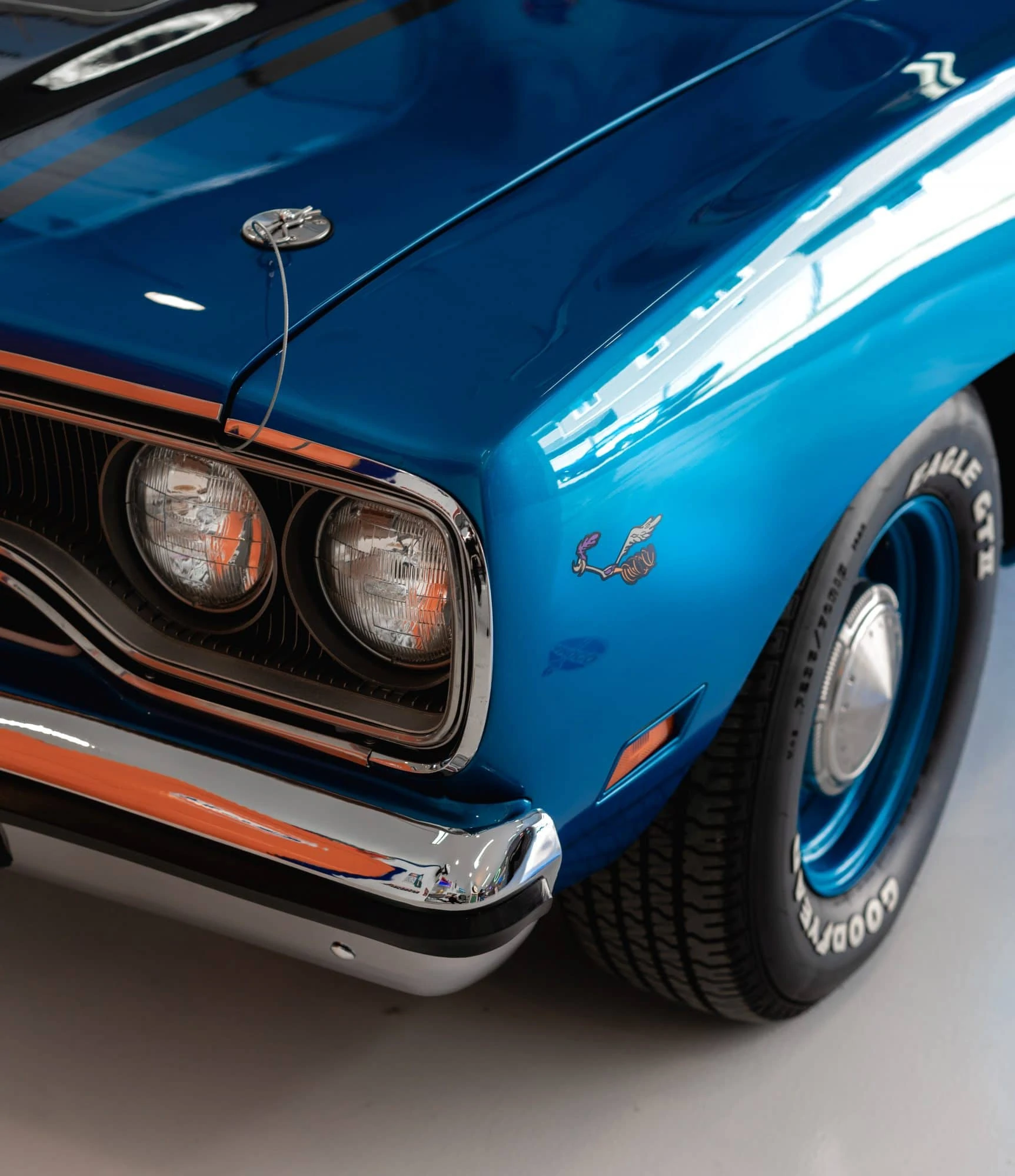 Goodyear tyre on a blue car